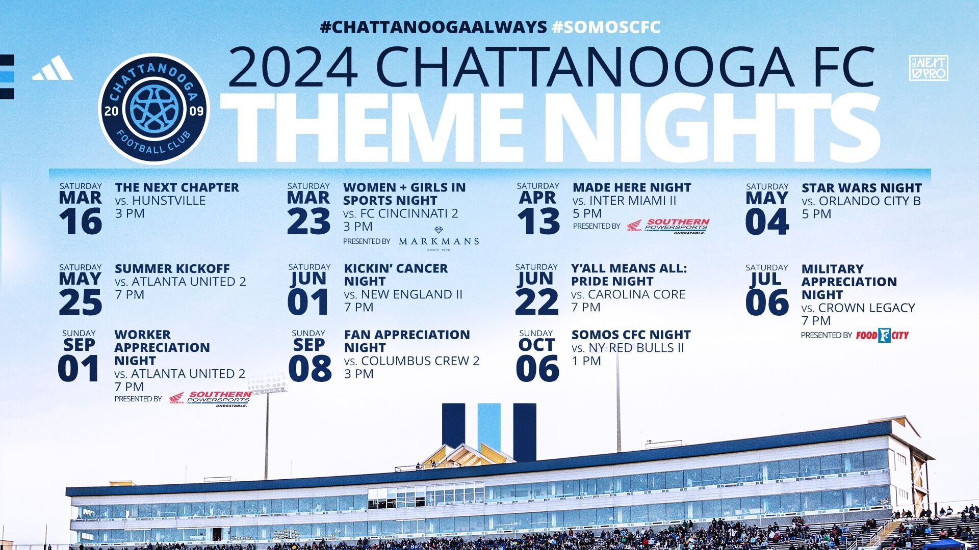 Chattanooga Football Club announces theme nights for 2024 season
